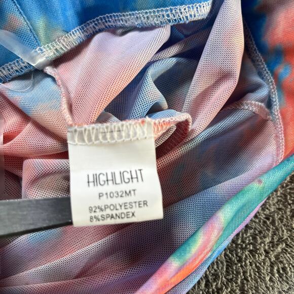 Love Highlight Pants Cover Up Womens XL Multicolor Mesh Sheer Ruffle Psychedelic - Picture 7 of 11